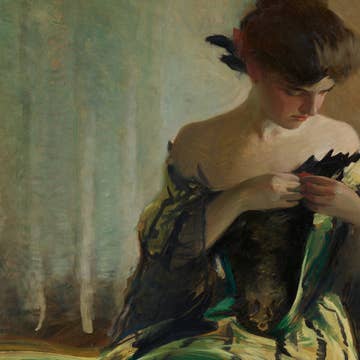 The Enchantress in Emerald – Victorian Oil Painting Print on Canvas