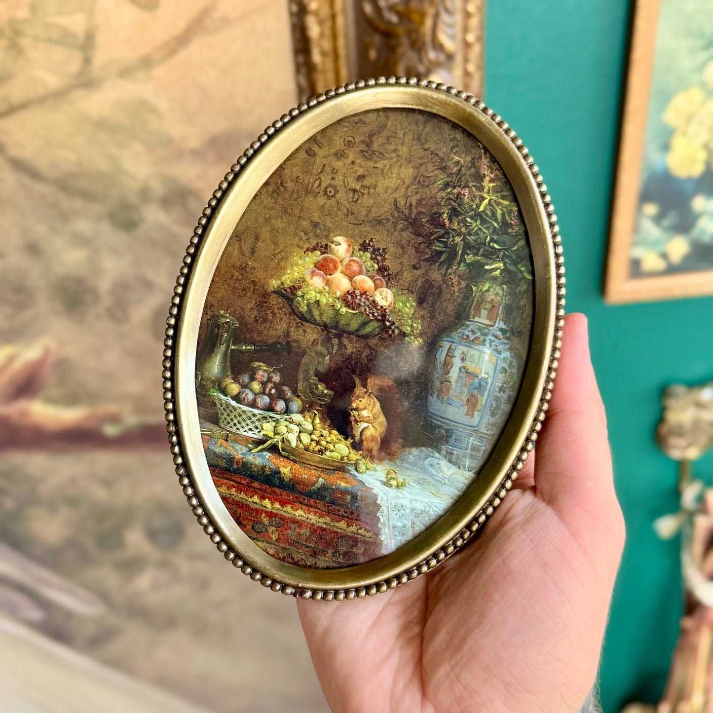 Mystic Harvest Still Life – Framed Antique-Style Painting