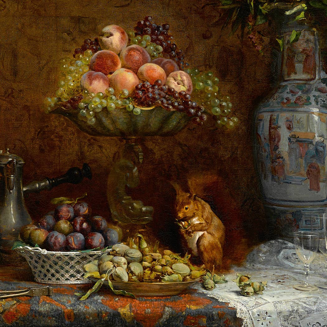 Mystic Harvest Still Life – Framed Antique-Style Painting