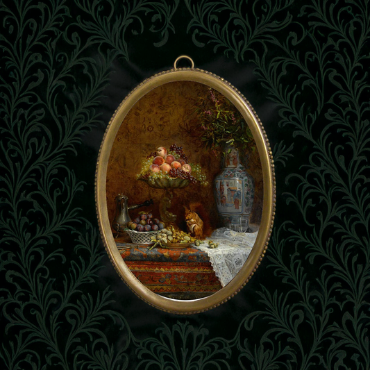 Mystic Harvest Still Life – Framed Antique-Style Painting
