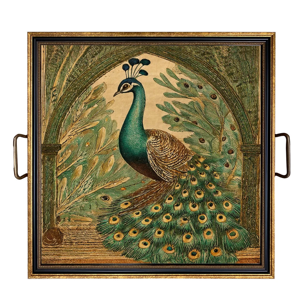 Peacock Elegance Decorative Tray
